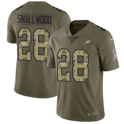Nike Philadelphia Eagles #28 Wendell Smallwood OliveCamo Men's Stitched NFL Limited 2017 Salute To Service Jersey Men's